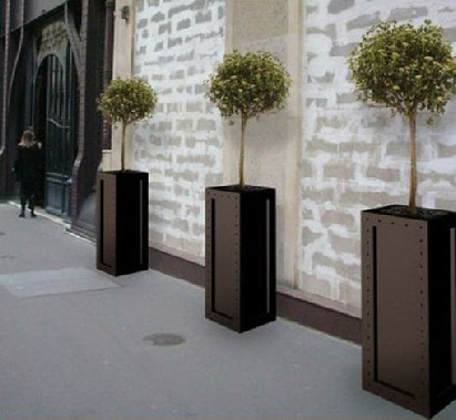 Tall square GRP planter with rivetts Tall square GRP planter with rivetts