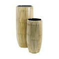 Tall urn shaped planter with real bamboo